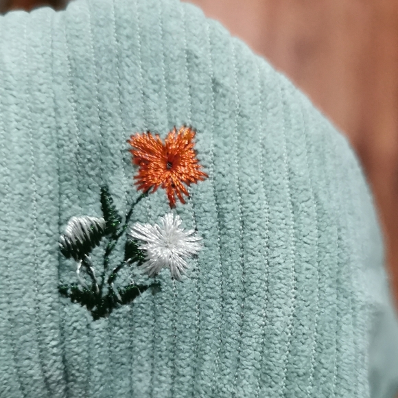 Cider Sage Green Pants with Floral Embroidery Fairy Cottagecore Comfortable - Picture 6 of 8